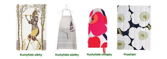 marimekko kuchyňská zástěra, kuchyňská utěrka tanssi, unikko kuchyňská chňapka, marimekko prostírání